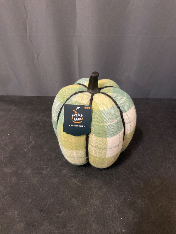 Photo 1 of  Brushed Plaid Knit Pumpkin Green Halloween Figurine Hyde & EEK!