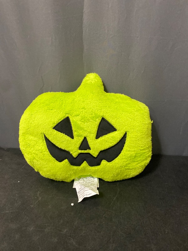 Photo 1 of Pumpkin Shaped Halloween Faux Shearling Pillow Green - Hyde and EEK! Boutique™: Indoor Decorative, Oval