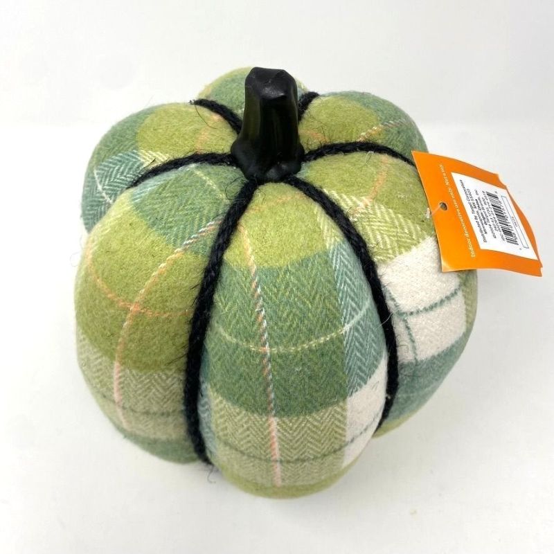 Photo 1 of Brushed Plaid Knit Pumpkin Green Halloween Figurine Hyde & EEK!