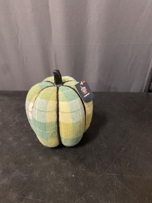Photo 1 of Brushed Plaid Knit Pumpkin Green Halloween Figurine Hyde & EEK!
