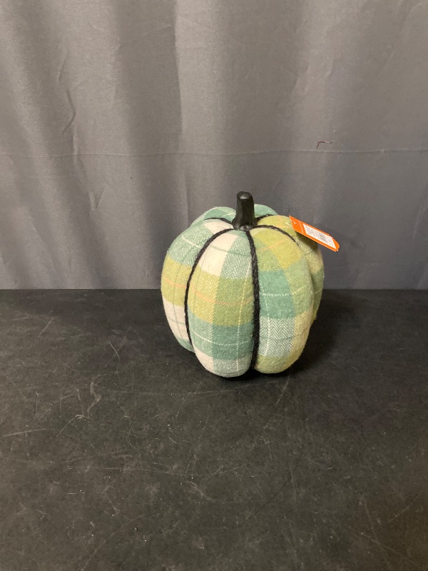 Photo 1 of  Brushed Plaid Knit Pumpkin Green Halloween Figurine Hyde & EEK!