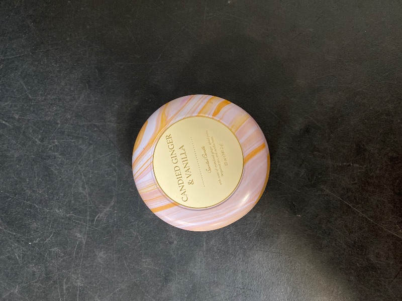 Photo 1 of 12oz Marble Tin Candle Candied Ginger & Vanilla Tan - Threshold™
