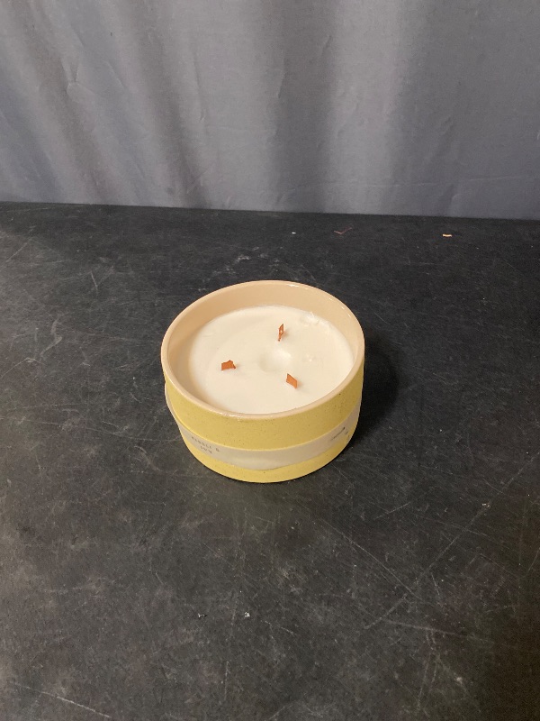 Photo 1 of 3-Wick Matte Textured 16oz Ceramic Candle with Wooden Wick Neroli and Ivy - Threshold™: Soy Wax Blend, 48hr Burn Time