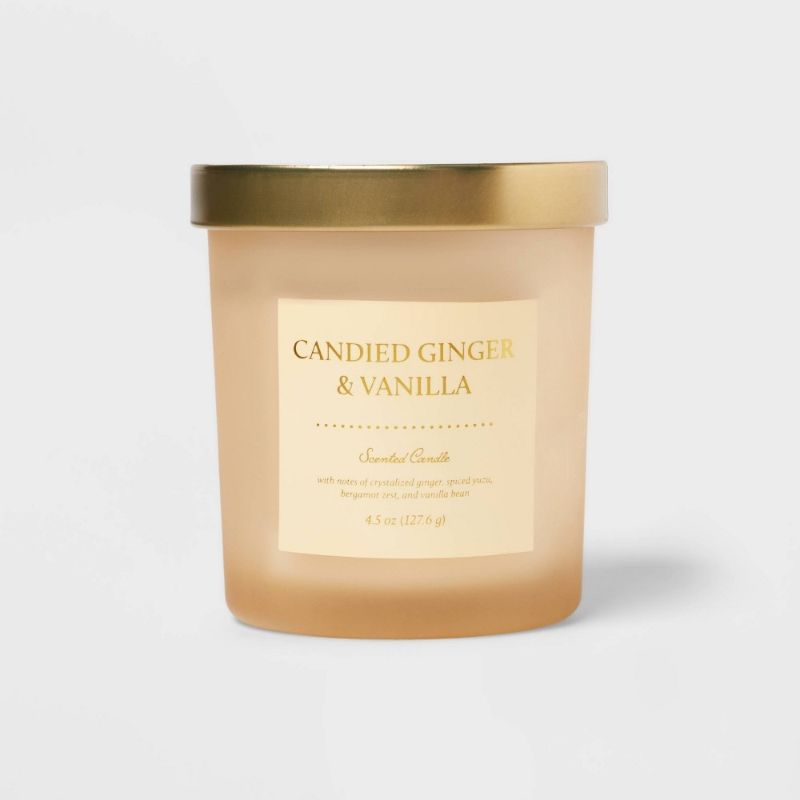 Photo 1 of 4.5oz Colored Glass Candle Candied Ginger & Vanilla Tan - Threshold™