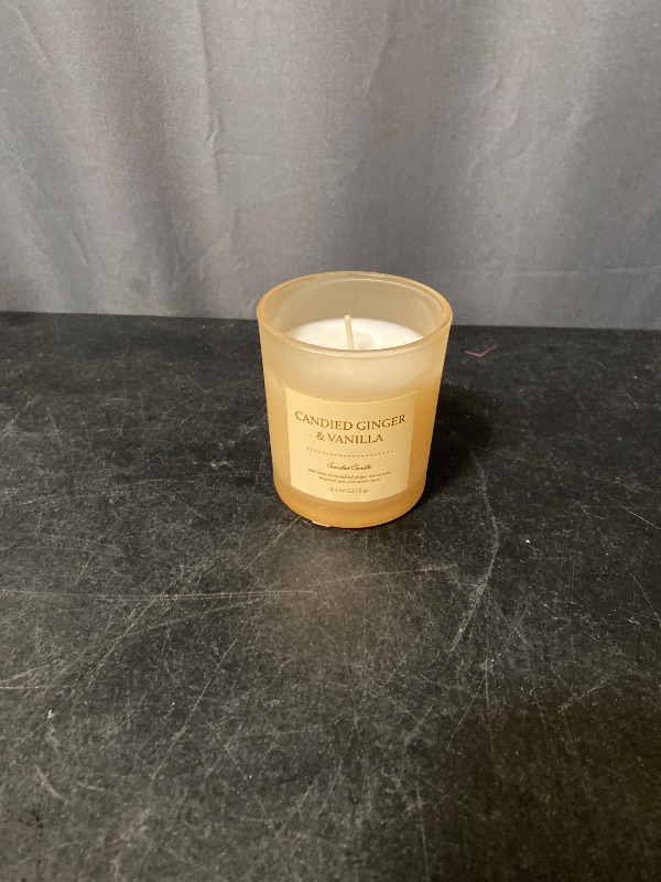 Photo 1 of 4.5oz Colored Glass Candle Candied Ginger & Vanilla Tan - Threshold™