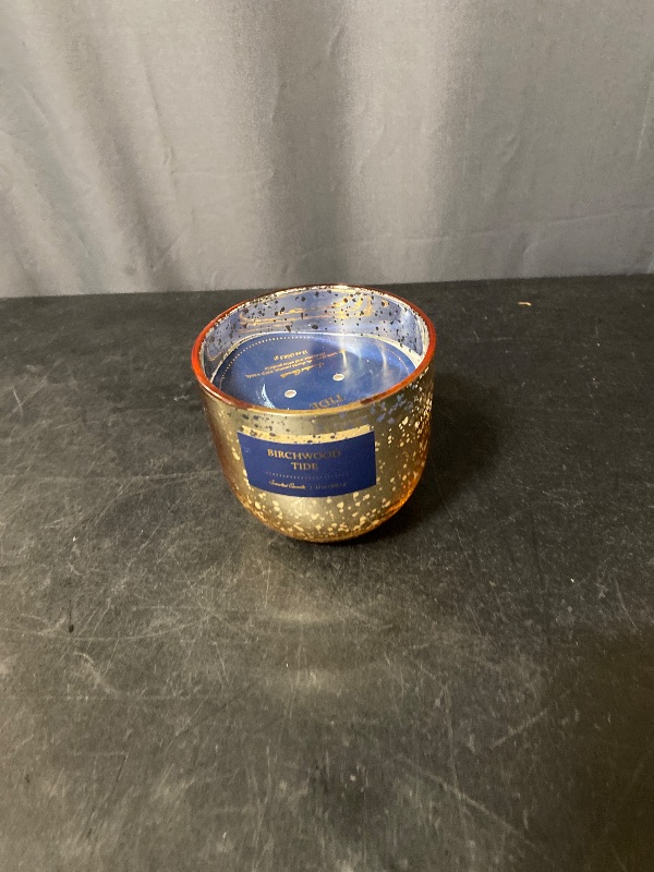 Photo 1 of 2-Wick 13oz Mercury Glass Candle Blue/Birchwood Tide - Threshold