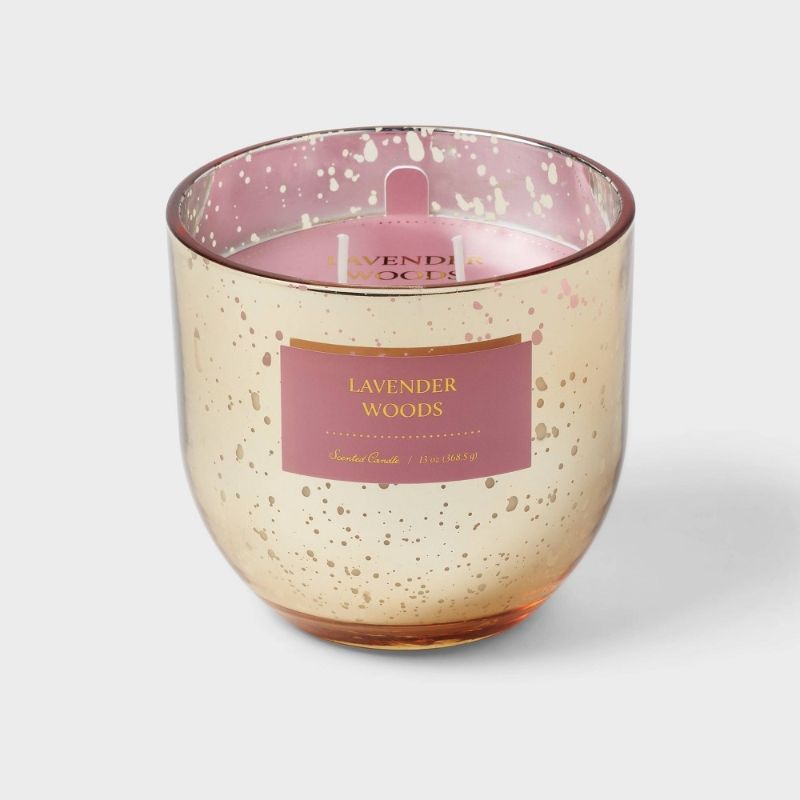 Photo 1 of 2-Wick 13oz Mercury Glass Candle Purple/Lavender Woods - Threshold™: Glam Style, Spring Event, 45hr Burn Time