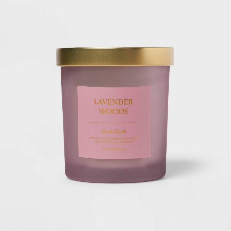 Photo 1 of 4.5oz Colored Glass Candle Lavender Woods Purple - Threshold™