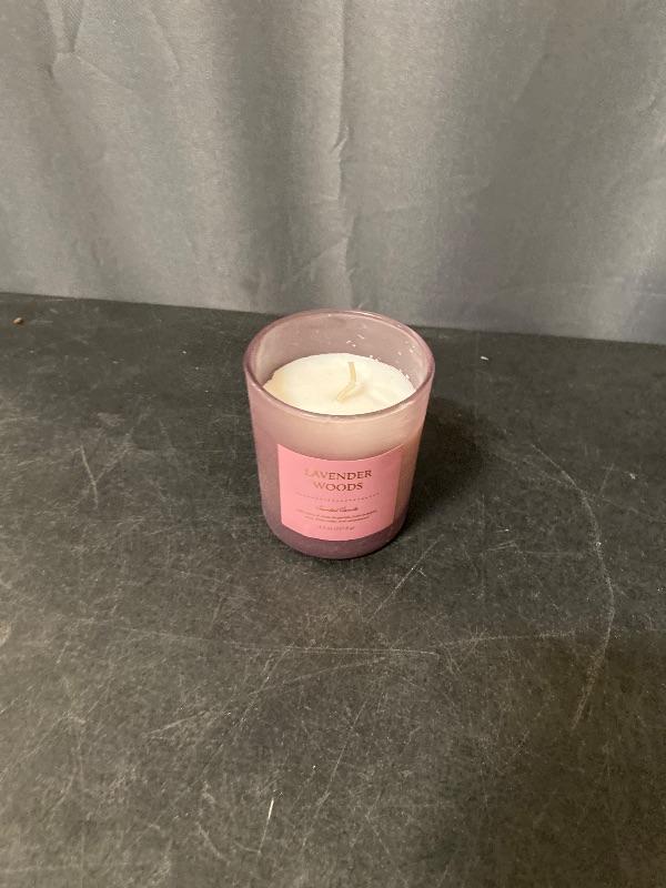 Photo 1 of 4.5oz Colored Glass Candle Lavender Woods Purple - Threshold™