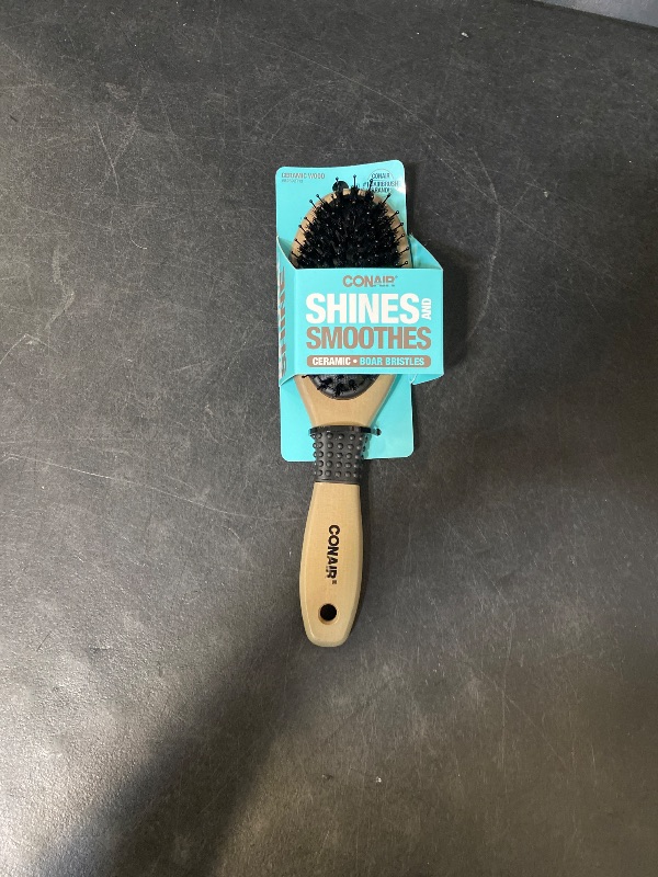 Photo 1 of Conair Ceramic Wood Nylon & Boar Bristle Cushion Hair Brush - All Hair