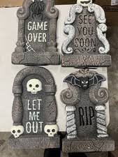Photo 1 of 4 pack Halloween decor tombstones.