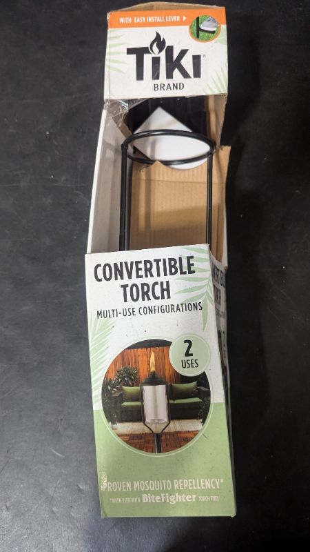 Photo 1 of TIKI Convertible Black/Clear Glass/Metal 65 in. Tiki Outdoor Torch