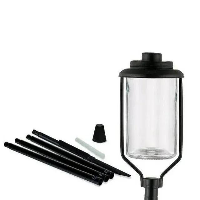 Photo 1 of TIKI Convertible Black/Clear Glass/Metal 65 in. Tiki Outdoor Torch