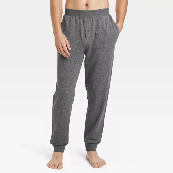 Photo 1 of L Men's Cotton Modal Knit Jogger Pajama Pants Dark Gray