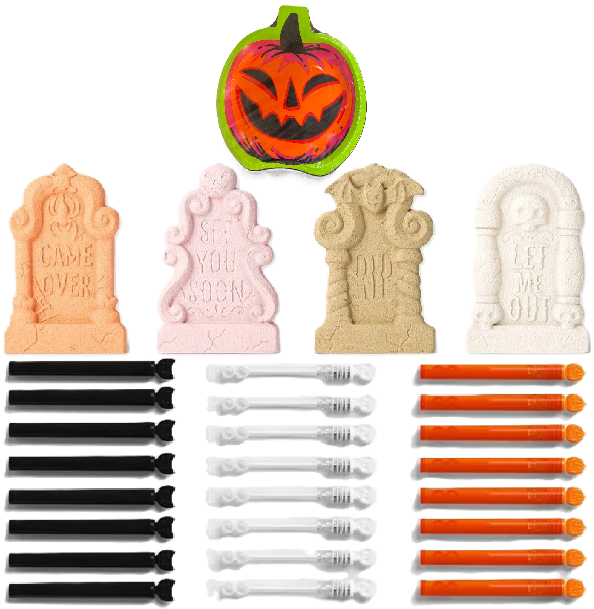 Photo 1 of 3 Item Seasonal & Party Supplies Bundle | 4 Home Decor Tombstones, 24 Bubble Tubes, 20 Plates