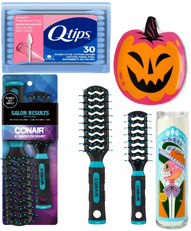 Photo 1 of 6 Item Hair Care, Beauty & Personal Care, Seasonal & Party Supplies | 2 Plates, 1 Candle, 60 Q-Tips, 2 Brushes