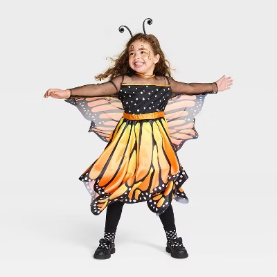 Photo 1 of 2-3T Toddler Monarch Butterfly Costume Dress Orange/Yellow/Black