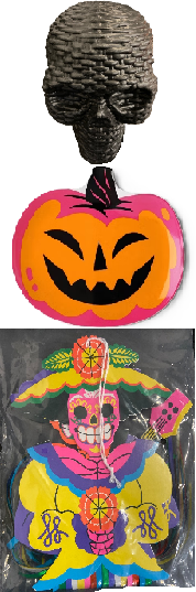 Photo 1 of 4 Item Seasonal & Party Supplies Bundle | 2 Plates, 1 Skull, 2 Hanging Decor