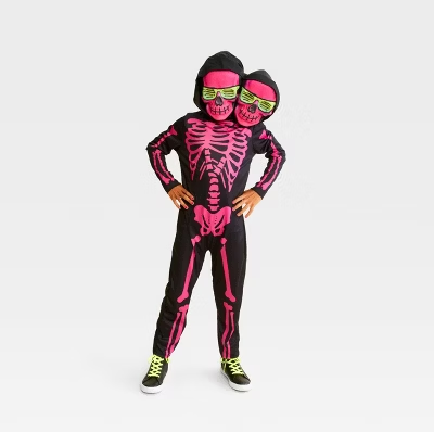 Photo 1 of M Kids' Two-Headed Skeleton Halloween Costume Black/Purple