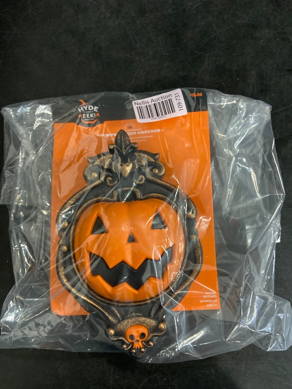 Photo 1 of 10" Animated Pumpkin Door Knocker Halloween Decorative Prop - Hyde and EEK! Boutique™: Light-Up, Sheltered Outdoor Use, Includes Batteries