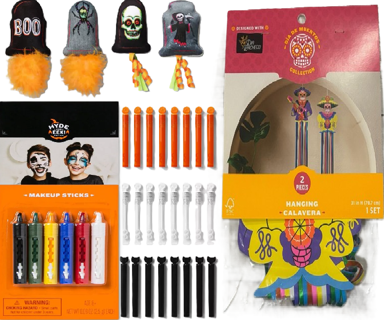 Photo 1 of 4 Item Seasonal & Party Supplies, Pet Supplies, Home Decor Bundle | 4 Pet Toys, 24 Bubbles, 2 Hanging Calavera, 6 Makeup Sticks