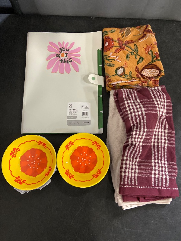 Photo 1 of 5 Items Seasonal & Party Supplies, Office Supplies, Kitchen & Dining Bundle | 2Bowls, 3 Kitchen Towels, 1 Binder