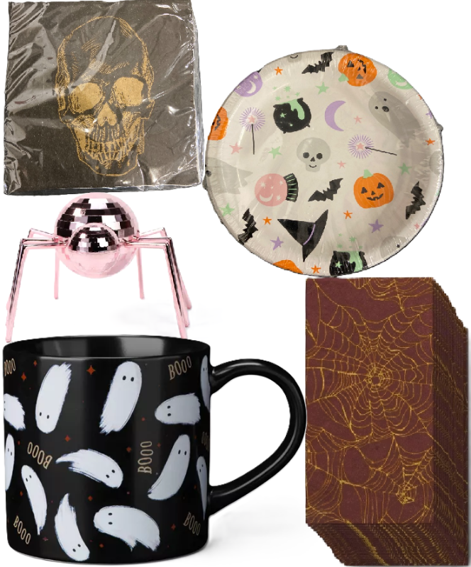 Photo 1 of 5 Item Seasonal & Party Supplies | 40 Count Napkins, 20 Count Plates, 1 Mug, 1 Spider Decor