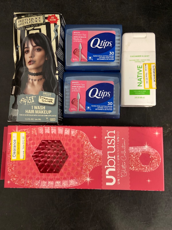 Photo 1 of 5 Item Hair Care, Beauty Accessories, Body & Care | 1 Hair Makeup, 60 Q-Tips, 3 Fl OZ Shampoo, 1 Brush