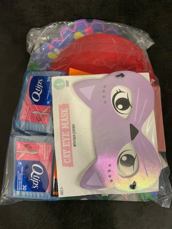 Photo 1 of 7 Item Seasonal & Party Supplies, Beauty Accessories, Home Decor | 60 CT. Q-Tips, 1 Hat, 1 Mask, 1 Lipstick, 3 Cat Toys, 1 Frame