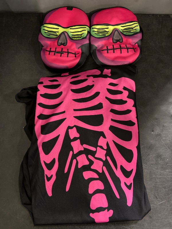 Photo 1 of One Size Stuffable Two-Headed Skeleton Kid's Halloween Costume Pink/Black