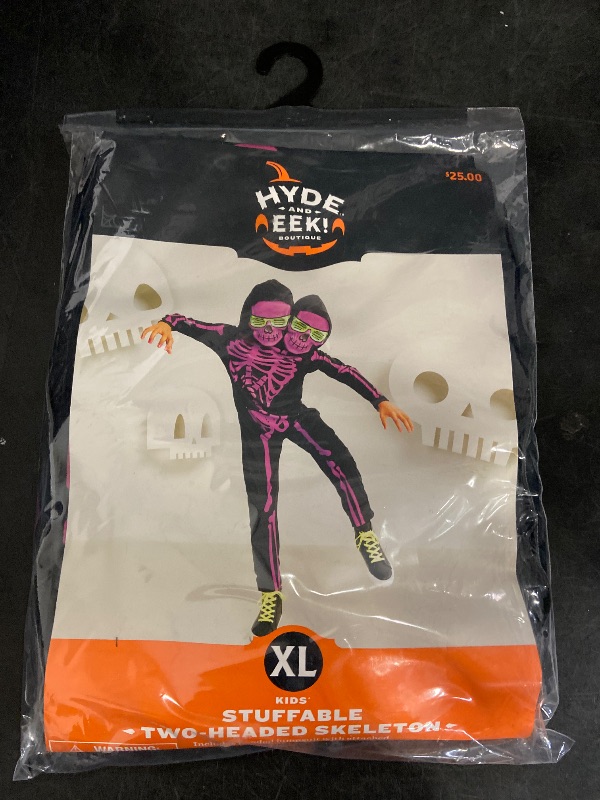 Photo 1 of One Size Stuffable Two-Headed Skeleton Kid's Halloween Costume Pink/Black
