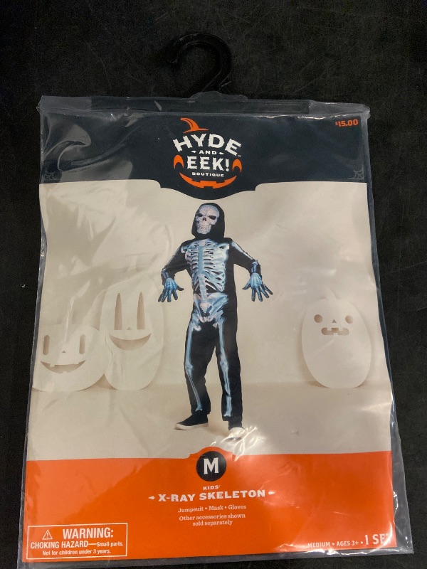 Photo 1 of M 8 Hyde & Eek Boys Black & White X-Ray Skeleton Halloween Costume Jumpsuit