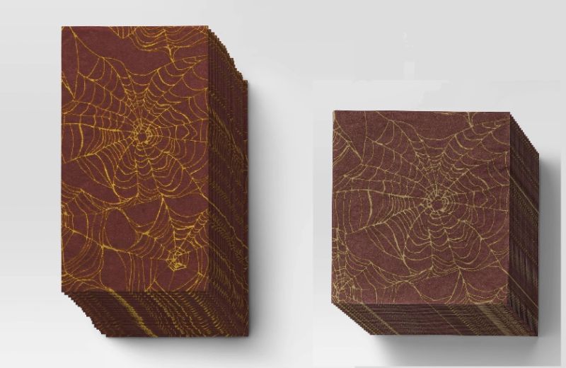 Photo 1 of 5 Pack Spider Web Disposable Napkins Dark Red - 20ct Each 