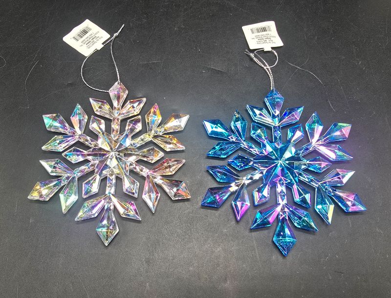 Photo 1 of 10 Blue & 10 Iridescent Snowflake Christmas Tree Ornaments - Wondershop™