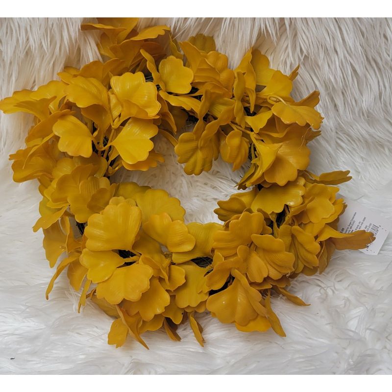 Photo 1 of 30.4cm Ginko Leaves Artificial Wreath Gold - Room Essentials