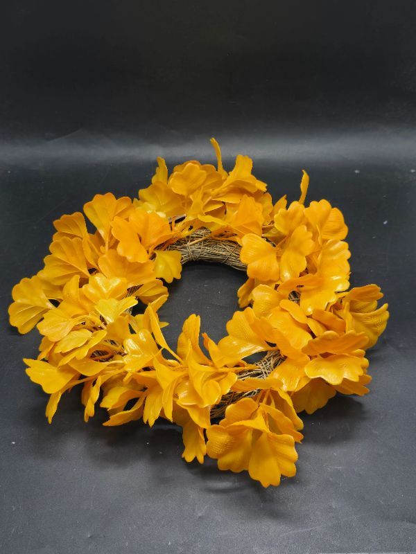 Photo 1 of 30.4cm Ginko Leaves Artificial Wreath Gold - Room Essentials