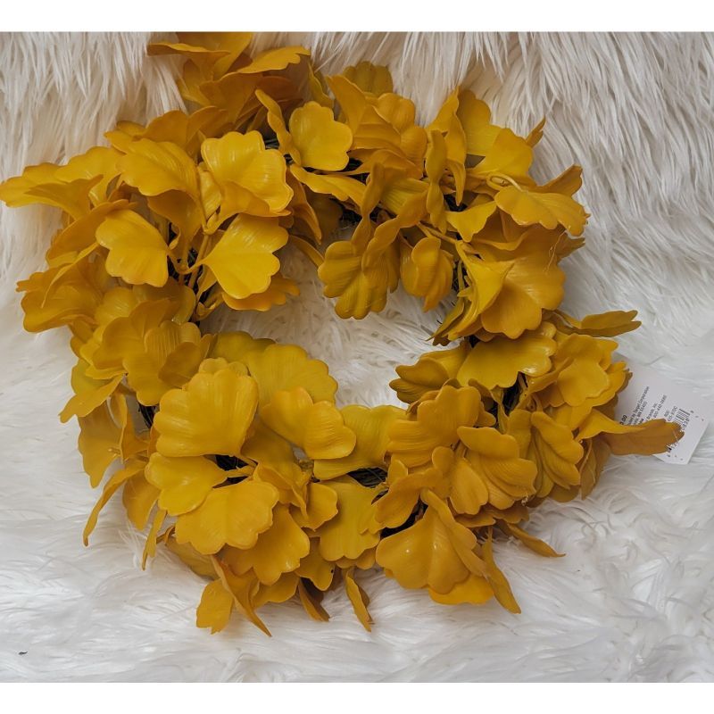 Photo 1 of 30.4cm Ginko Leaves Artificial Wreath Gold - Room Essentials