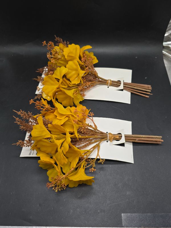Photo 1 of 2 Pack Ginkgo Mini Artificial Bouquet Gold - Room Essentials