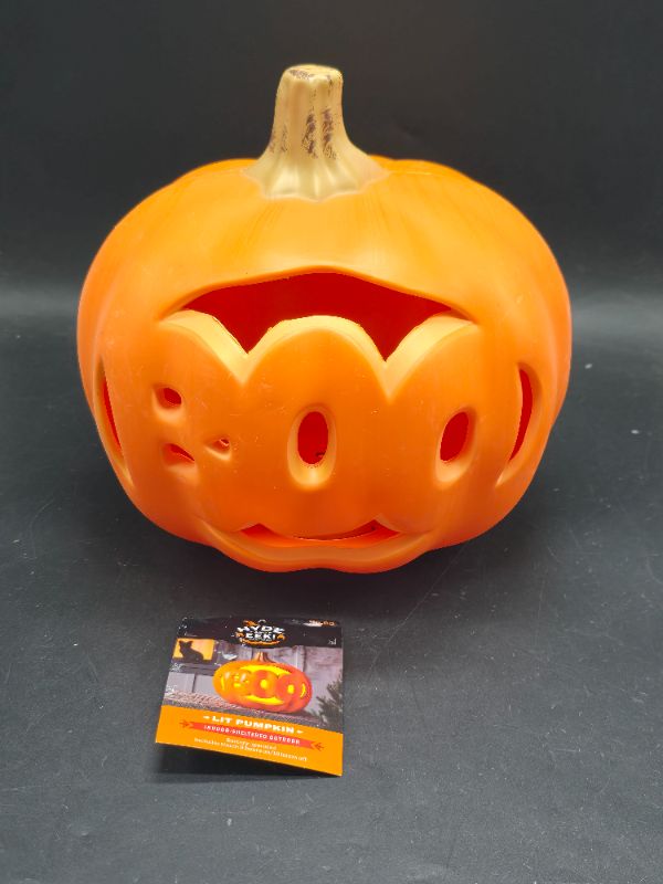Photo 1 of 9"  Boo Pumpkin with Timer Indoor/Outdoor Hyde & EEK - Batteries Not Included