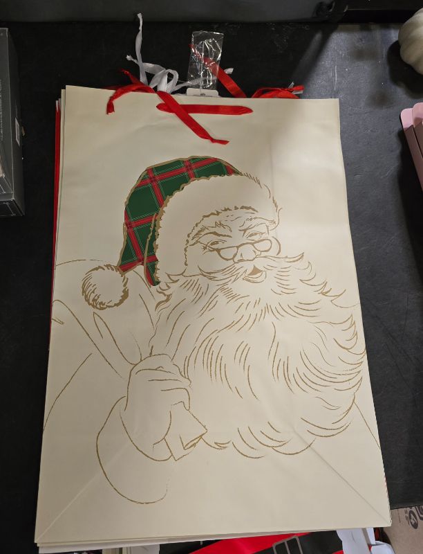 Photo 1 of 4 Pack Santa Jumbo Christmas Gift Bags - 2 Of Each Style 