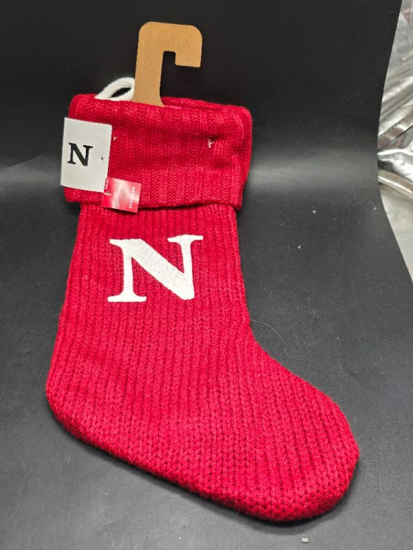 Photo 1 of Knit Monogram Christmas Stocking Red N - Wondershop™