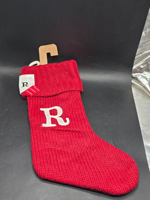 Photo 1 of Knit Monogram Christmas Stocking Red R - Wondershop