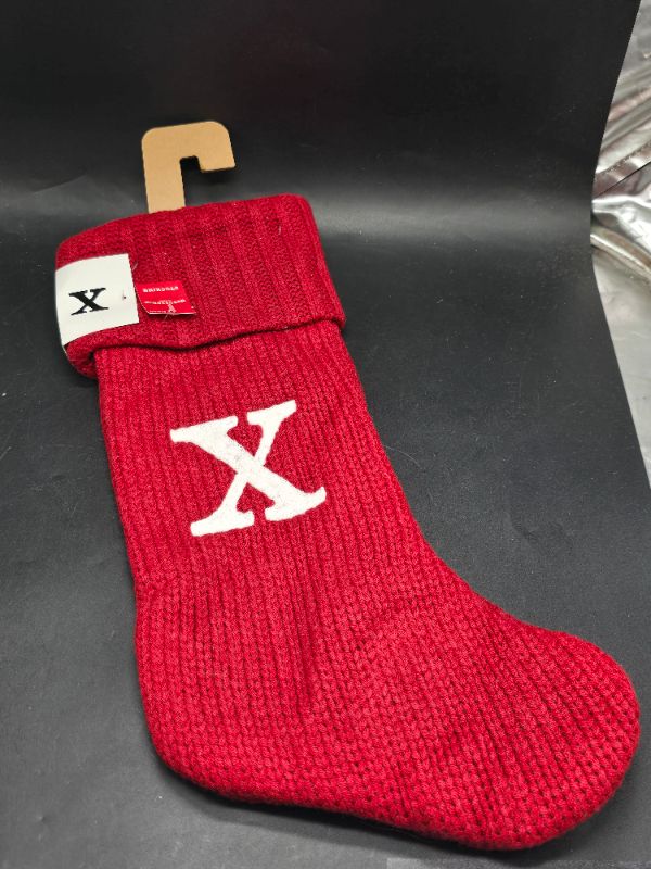 Photo 1 of Knit Monogram Christmas Stocking Red X - Wondershop