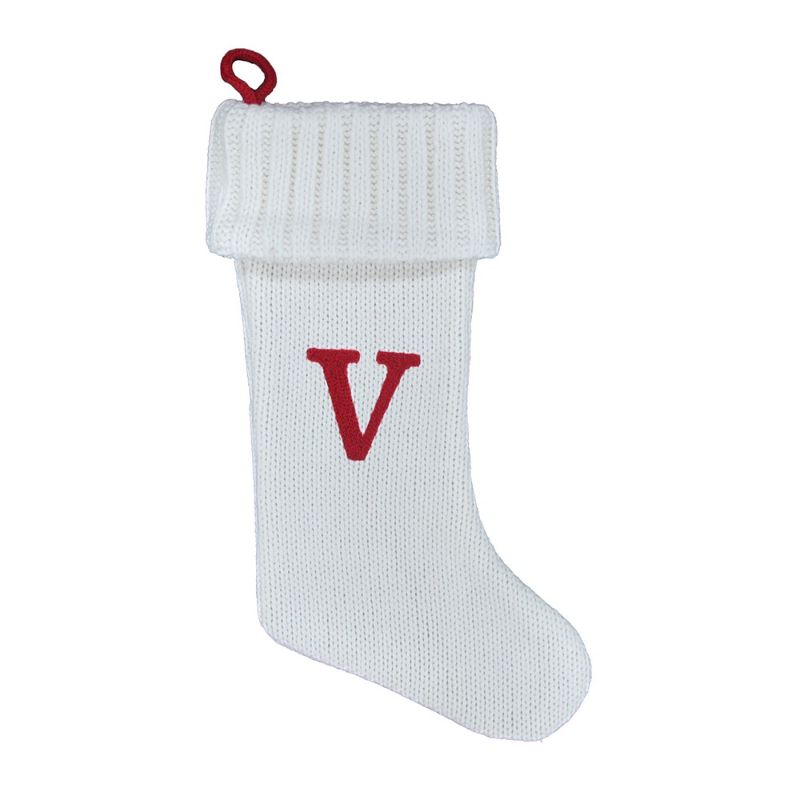 Photo 1 of Knit Monogram Christmas Stocking White V - Wondershop