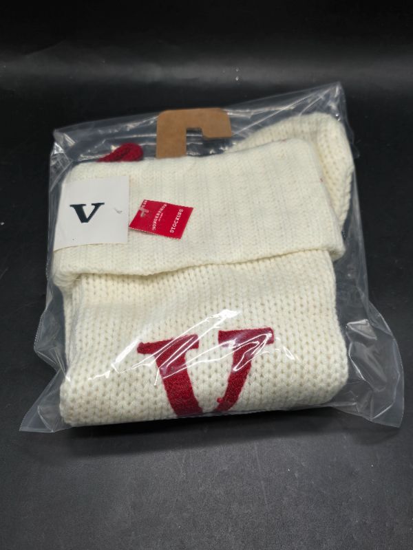 Photo 1 of Knit Monogram Christmas Stocking White V - Wondershop