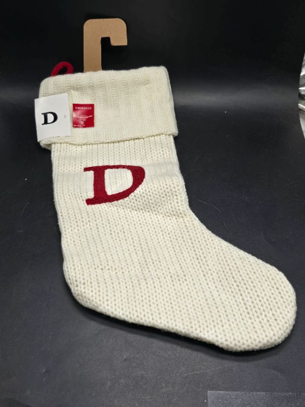 Photo 1 of Knit Monogram Christmas Stocking White D - Wondershop