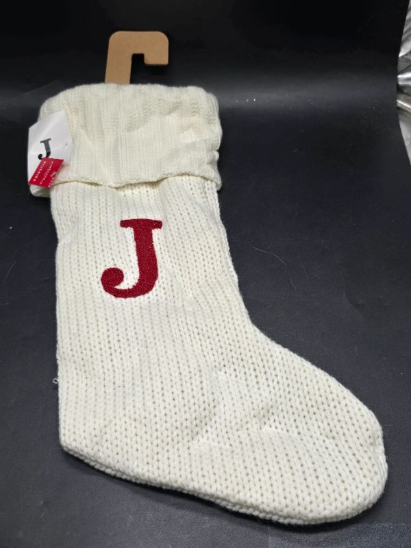 Photo 1 of Knit Monogram Christmas Stocking White J - Wondershop 20" X 8"