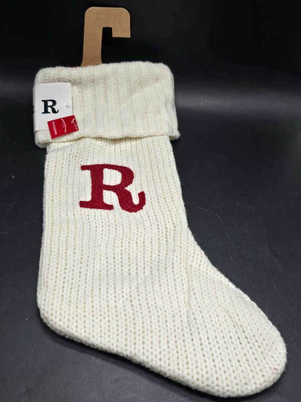 Photo 1 of Knit Monogram Christmas Stocking White R - Wondershop 20" X 8"