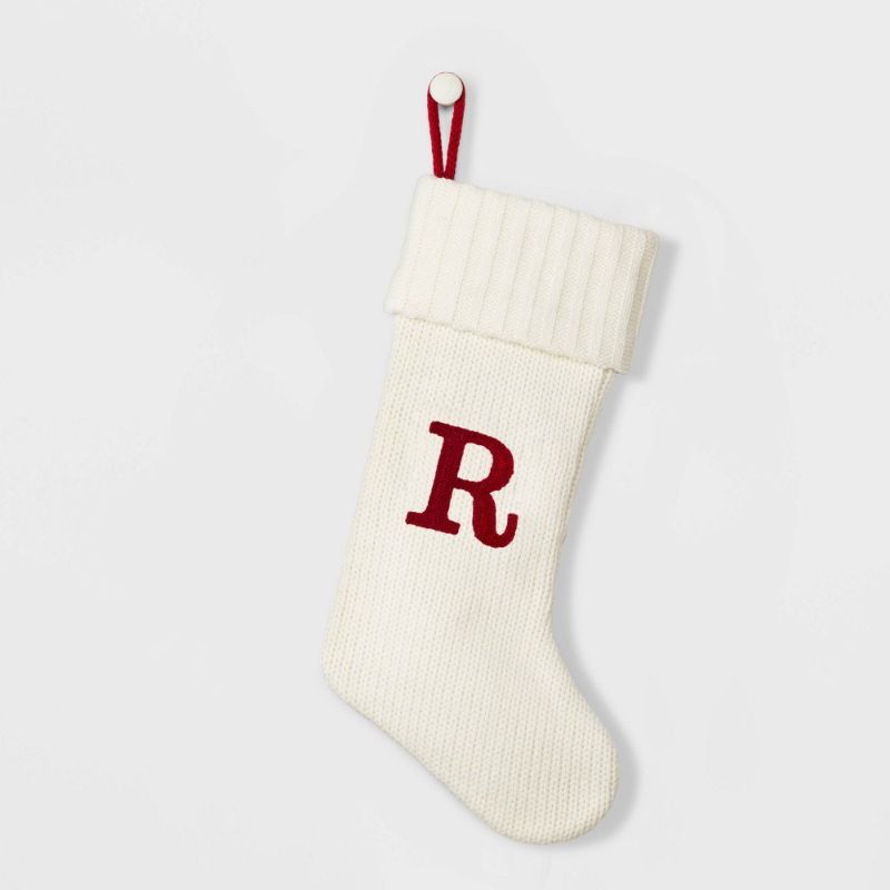 Photo 1 of Knit Monogram Christmas Stocking White R - Wondershop 20" X 8"