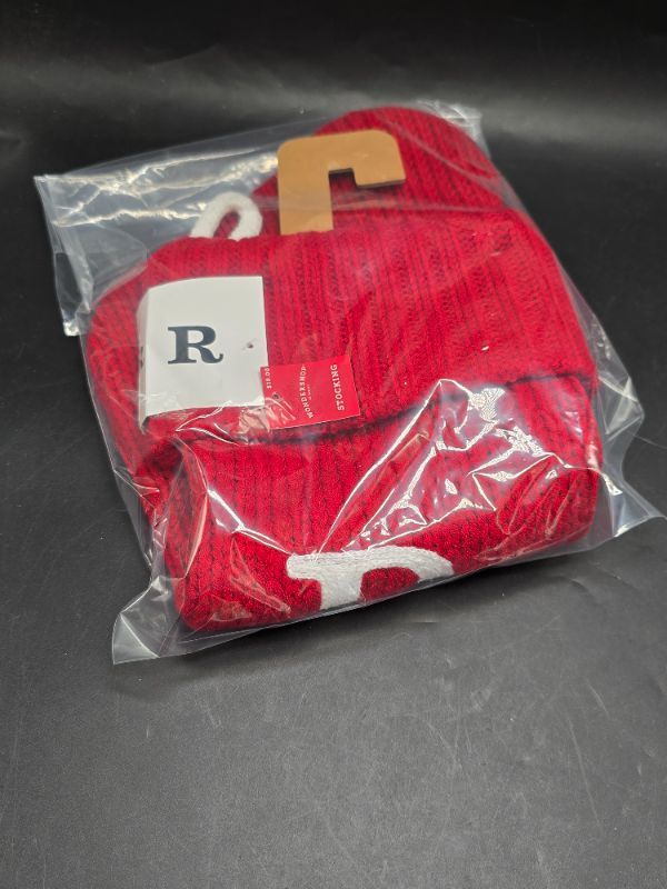 Photo 1 of Knit Monogram Christmas Stocking Red R - Wondershop
